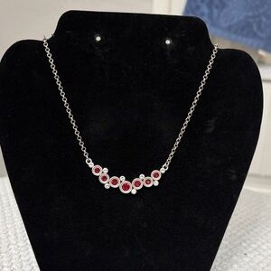 Elegant Brighton Silver and Red Crystal Necklace